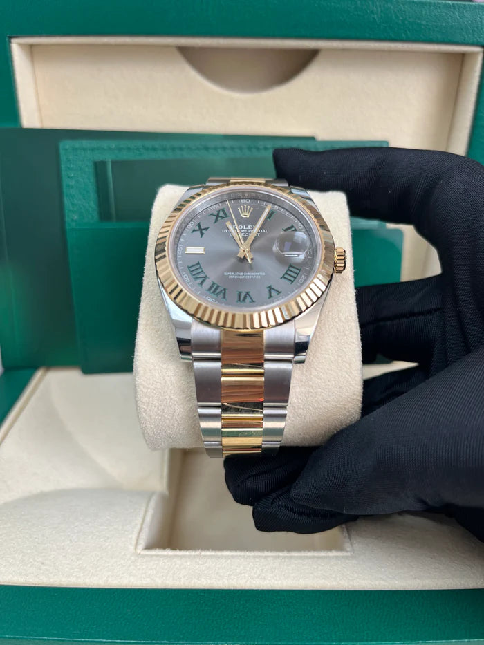 Datejust 41mm Wimbledon Two Tone Yellow Gold/Steel Oyster Bracelet Fluted Bezel (Ref 126333)