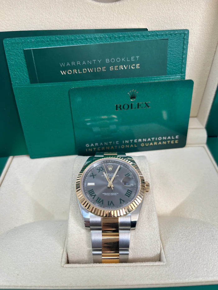 Datejust 41mm Wimbledon Two Tone Yellow Gold/Steel Oyster Bracelet Fluted Bezel (Ref 126333)