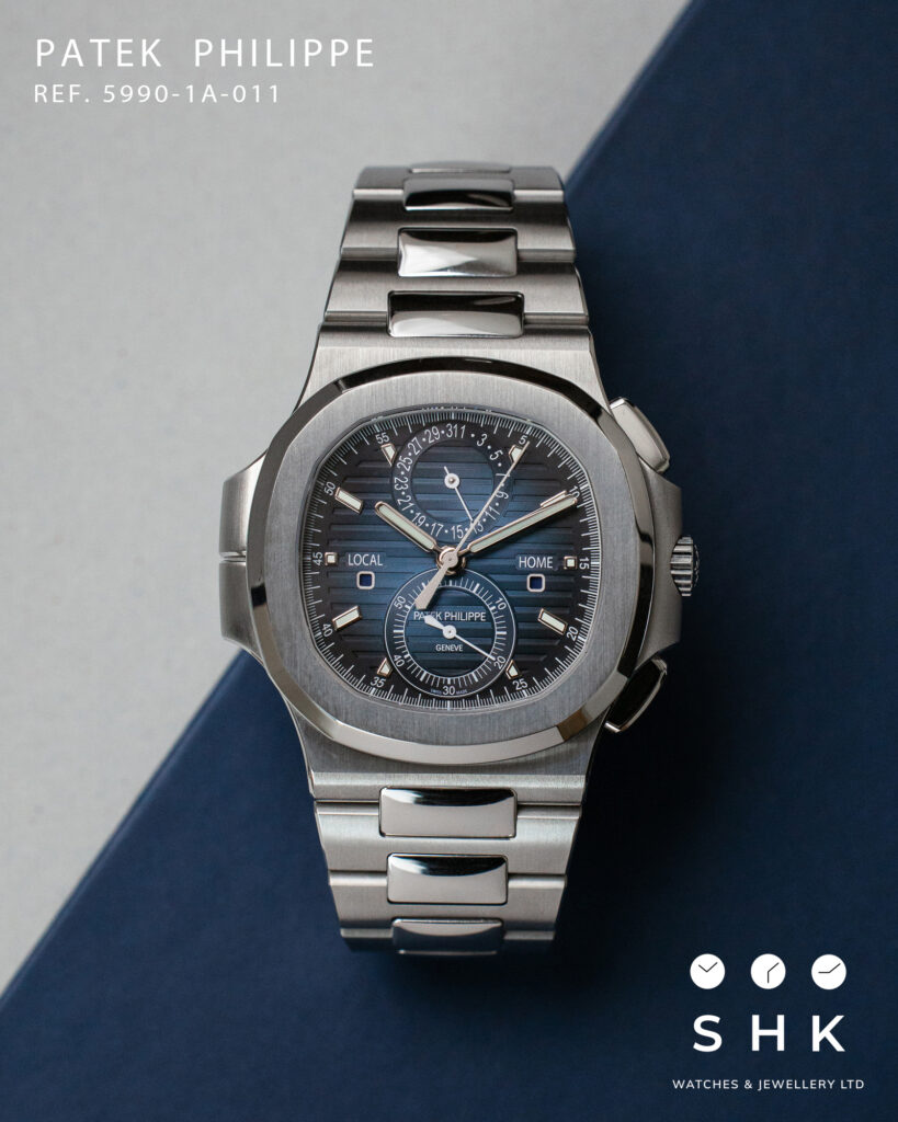Patek Philippe Nautilus 5990/1A-011 ‘Travel Time’ Flyback Chronograph Stainless Steel Blue Dial