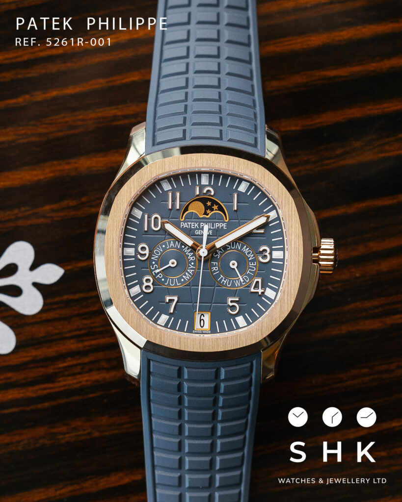 Patek Philippe Aquanaut Luce 5261R-001 Annual Calendar Moon Phases Rose Gold Blue-Gray Dial