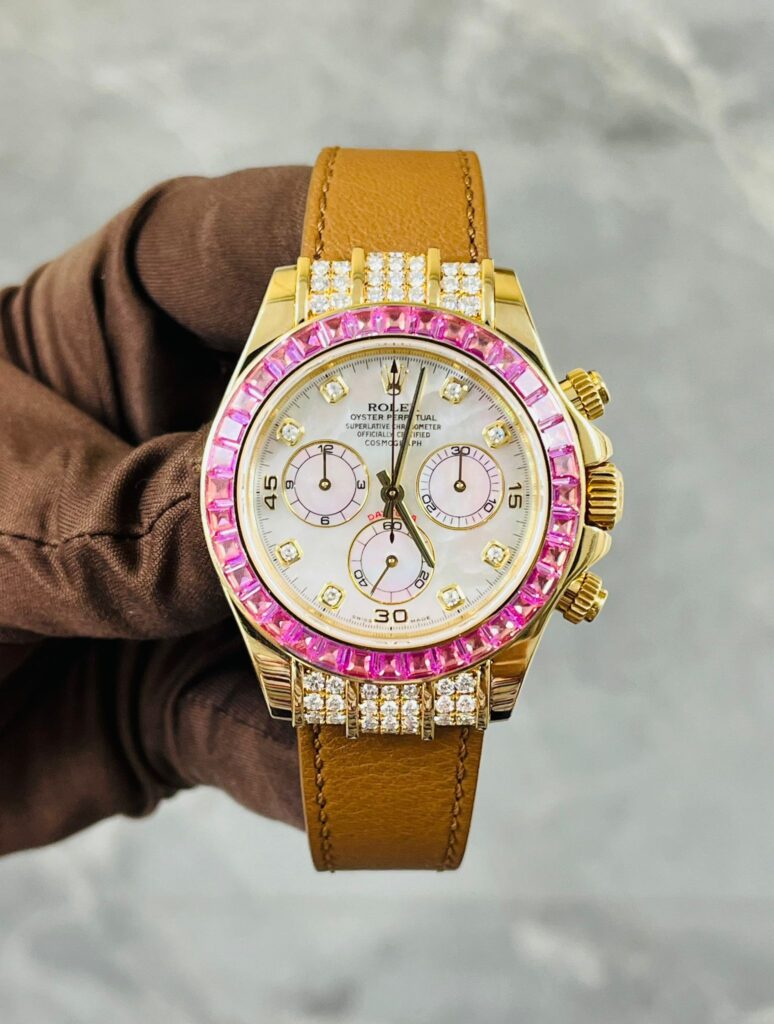 Rolex 116598SARO Circa 2000 Rose Gold White Dial Pink Bezel