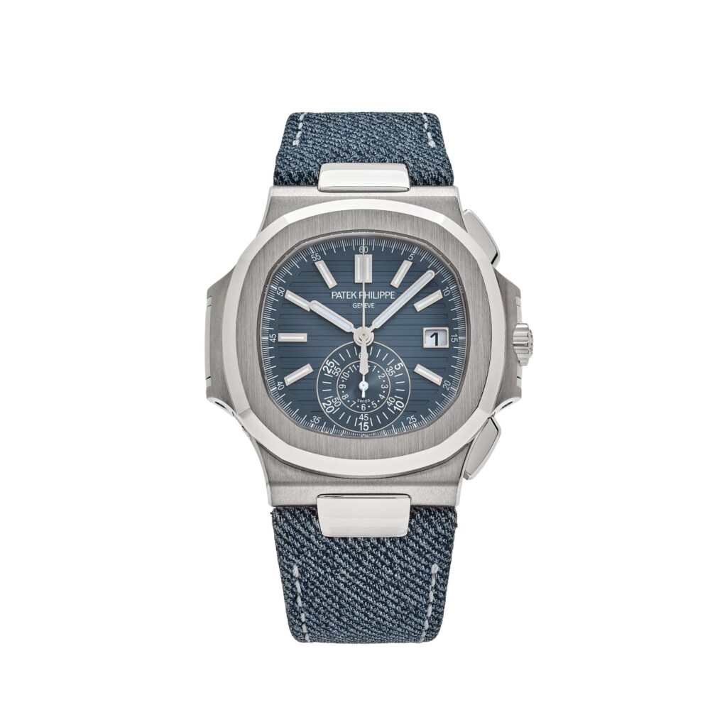 Patek Philippe Nautilus 5980/60G-001 ‘Denim’ Flyback Chronograph White Gold Blue-Gray Dial