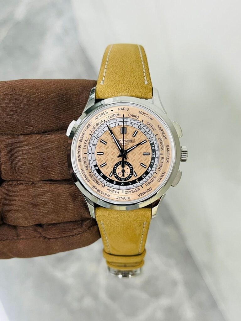 Patek Philippe Complications 5935A-001 World Time Chronograph Steel Opaline Carbon Motif Dial