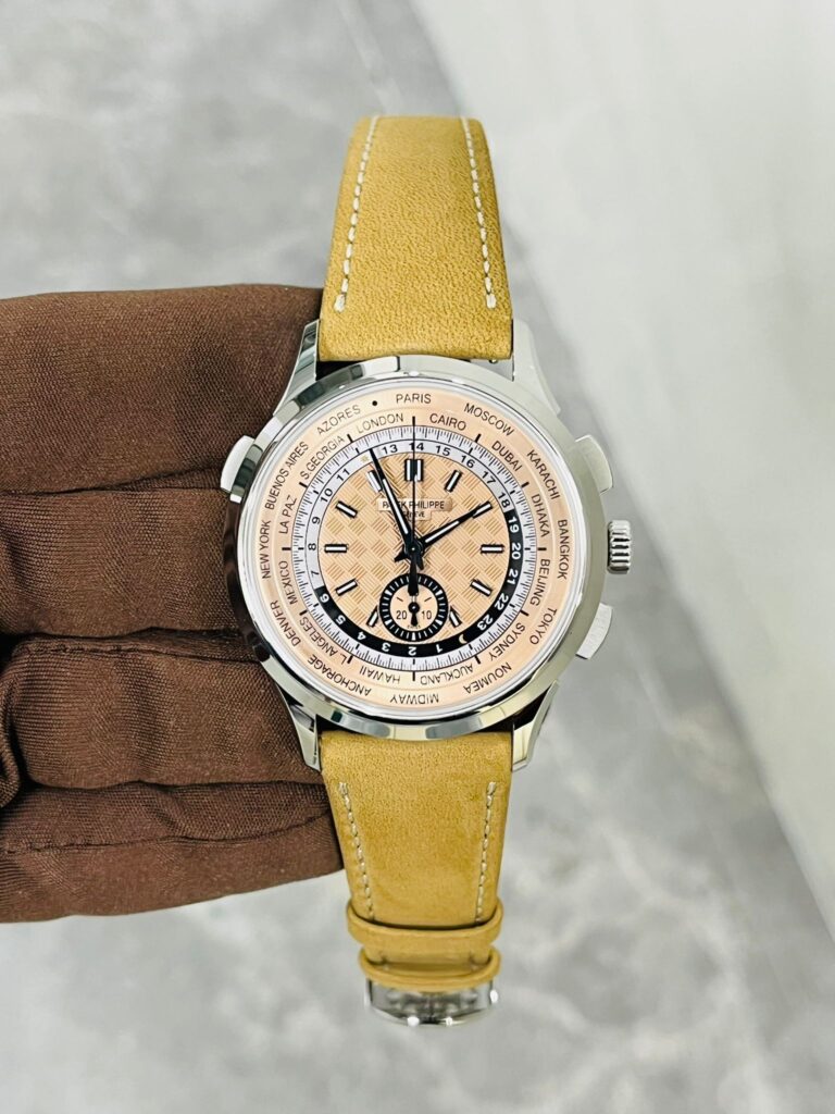 Patek Philippe Complications 5935A-001 World Time Chronograph Steel Opaline Carbon Motif Dial