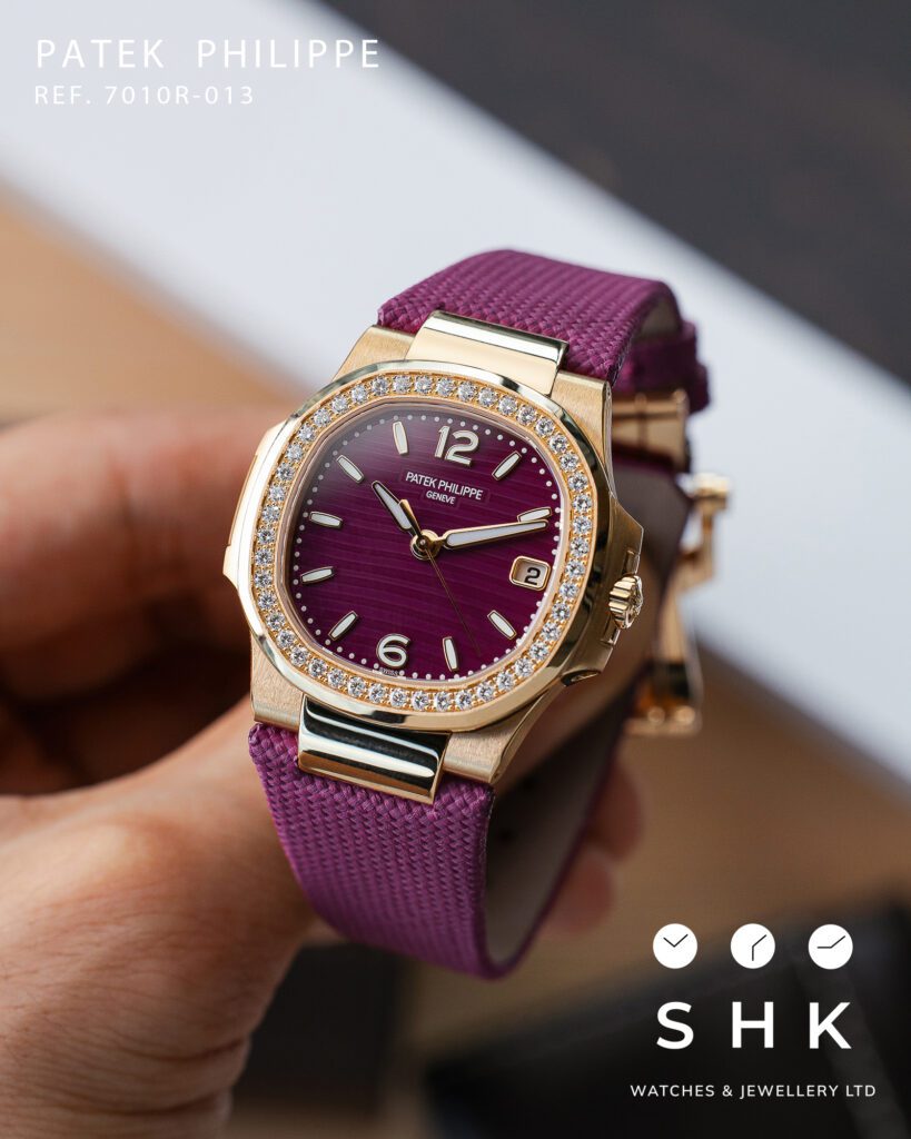 Patek Philippe Nautilus 7010R-013 ‘Ladies’ Rose Gold Purple Dial Diamond Bezel