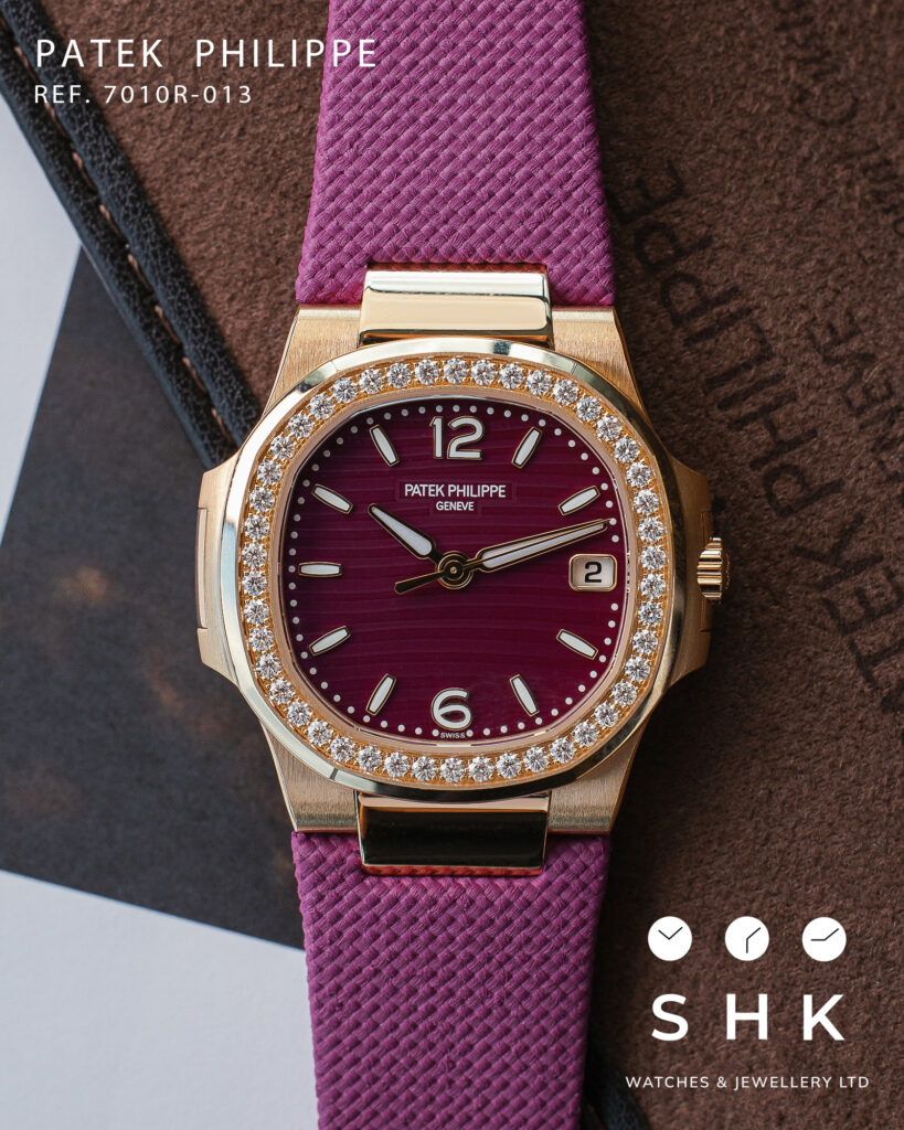 Patek Philippe Nautilus 7010R-013 ‘Ladies’ Rose Gold Purple Dial Diamond Bezel