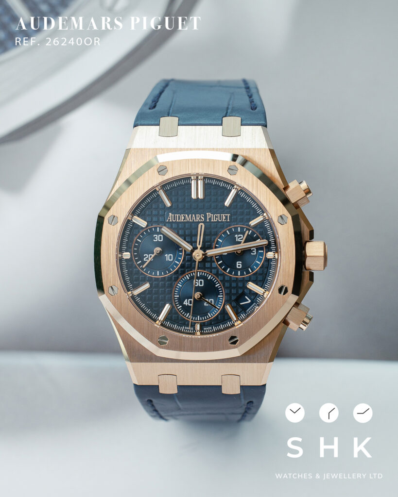Audemars Piguet Royal Oak 26240OR Chronograph ’50th Anniversary’ Rose Gold Blue Dial