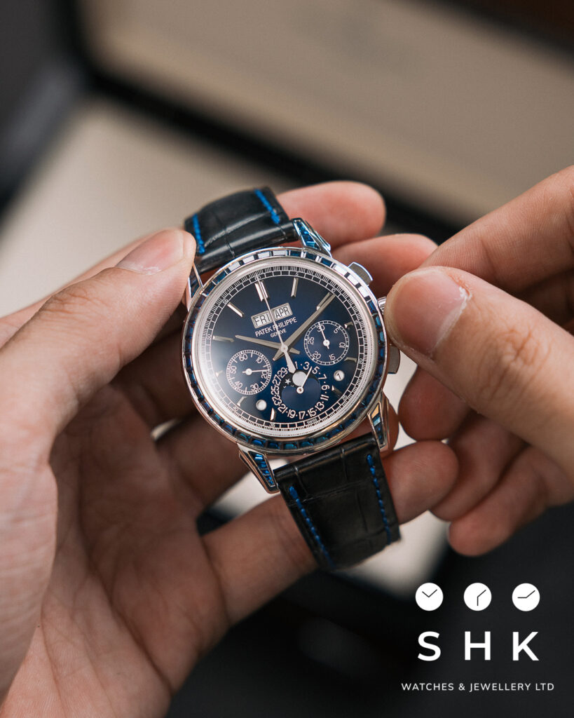 Patek Philippe Grand Complications 5271/11P-010 Perpetual Calendar Chronograph Platinum Baguette Sapphires