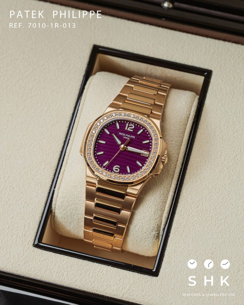 Patek Philippe Nautilus 7010/1R-013 ‘Ladies’ Quartz Rose Gold Purple Diamond Bezel