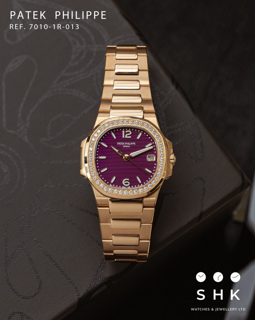 Patek Philippe Nautilus 7010/1R-013 ‘Ladies’ Quartz Rose Gold Purple Diamond Bezel