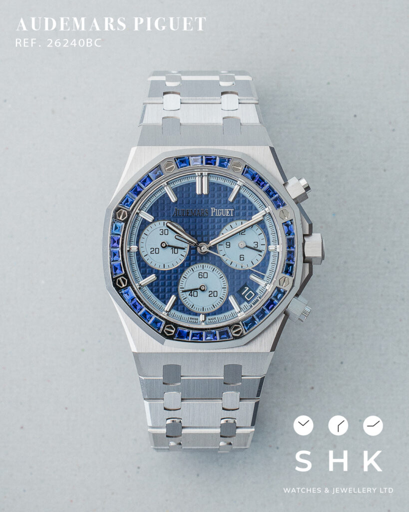 Audemars Piguet Royal Oak Chronograph 26240BC White Gold Sapphire Bezel Blue Dial Japan Limited Edition