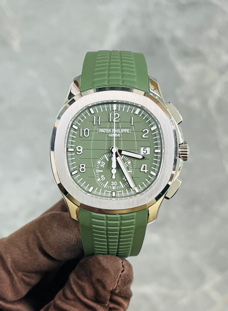Patek Philippe Aquanaut 5968G-010 Chronograph White Gold Khaki Green Dial