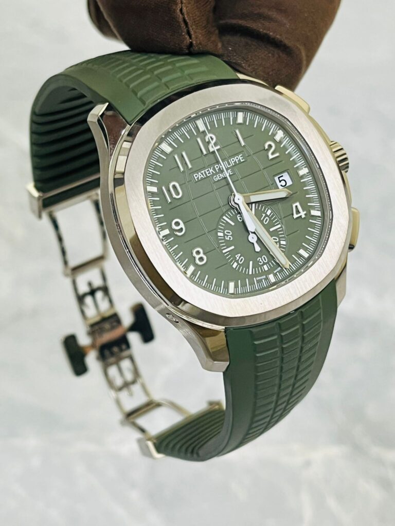 Patek Philippe Aquanaut 5968G-010 Chronograph White Gold Khaki Green Dial