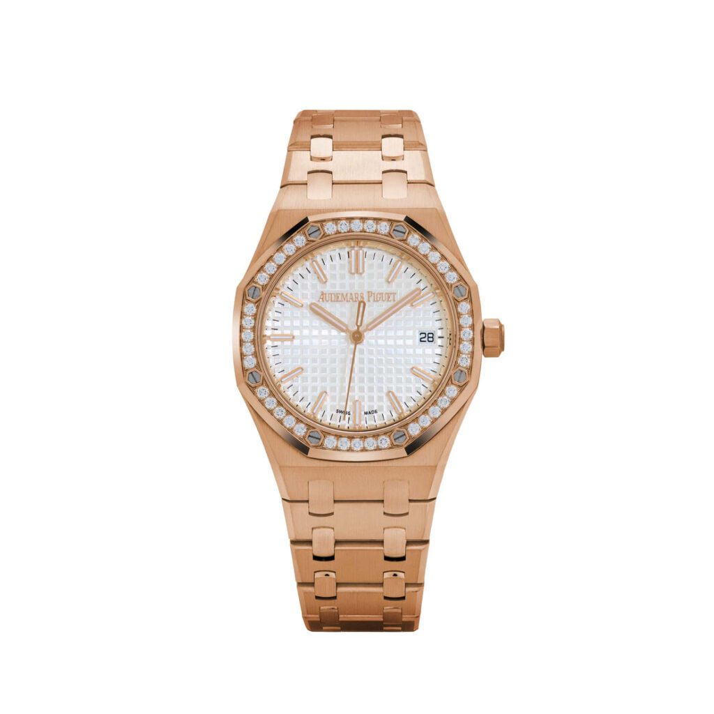 Audemars Piguet Royal Oak 77451OR ‘Ladies’ Rose Gold Silver Dial Diamond Bezel