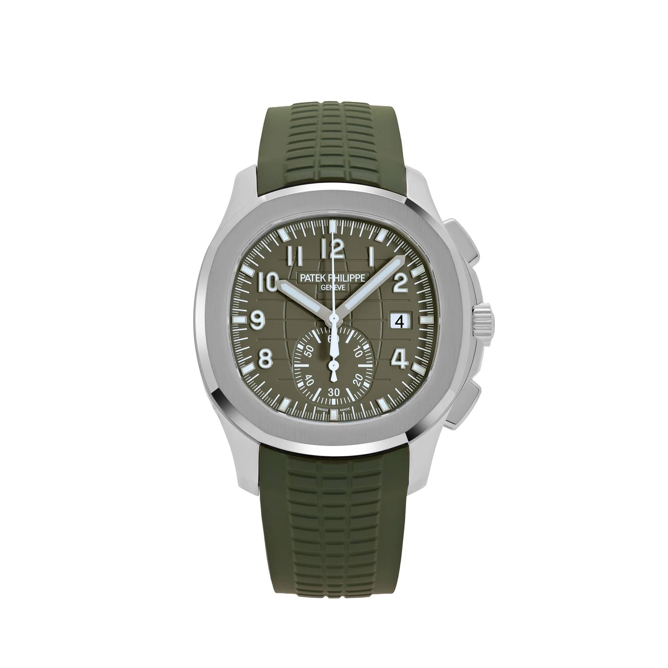 Patek Philippe Aquanaut 5968G-010 Chronograph White Gold Khaki Green Dial