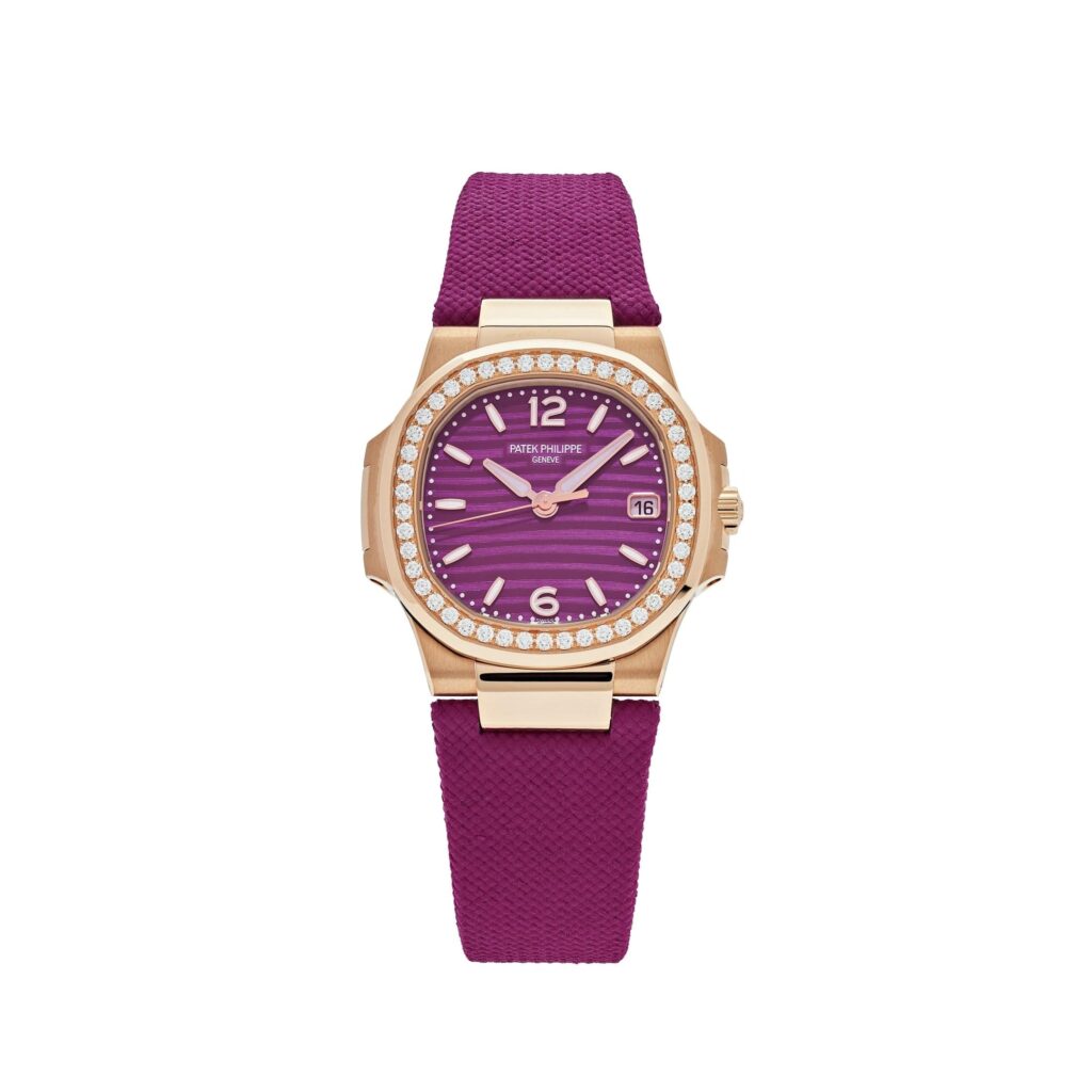 Patek Philippe Nautilus 7010R-013 ‘Ladies’ Rose Gold Purple Dial Diamond Bezel