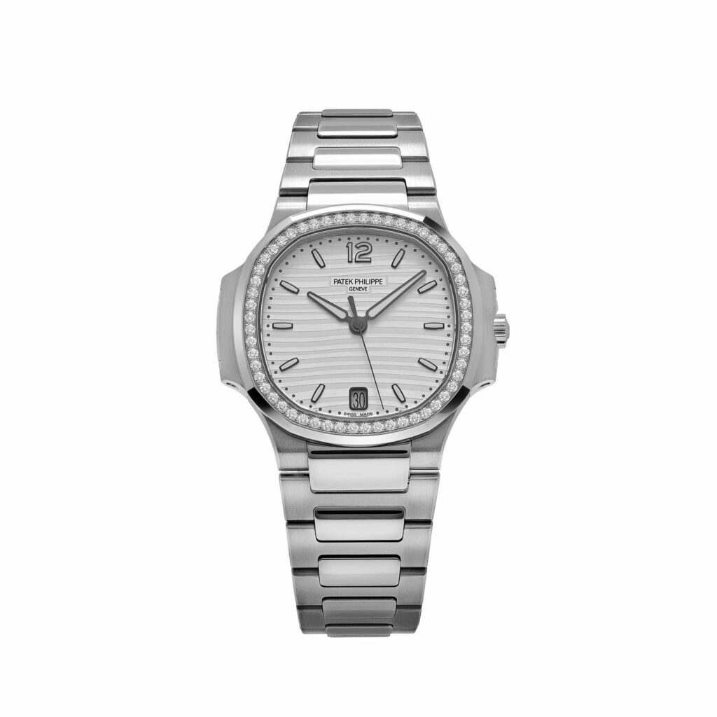Patek Philippe Nautilus 7118/1200A-010 ‘Ladies’ Stainless Steel Silver Dial Diamond Bezel