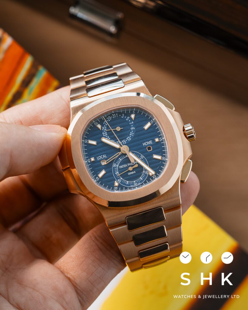 Patek Philippe Nautilus 5990/1R-001 Travel Time Flyback Chronograph Rose Gold Blue Dial (2025)