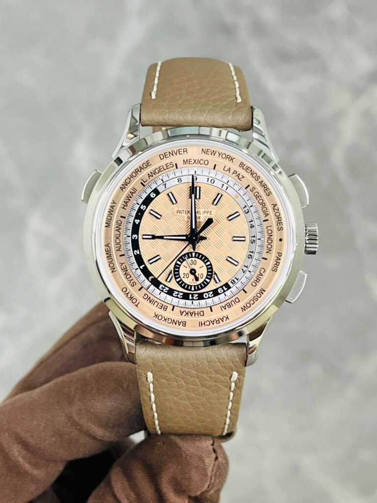 Patek Philippe Complications 5935A-001 World Time Chronograph Steel Opaline Carbon Motif Dial
