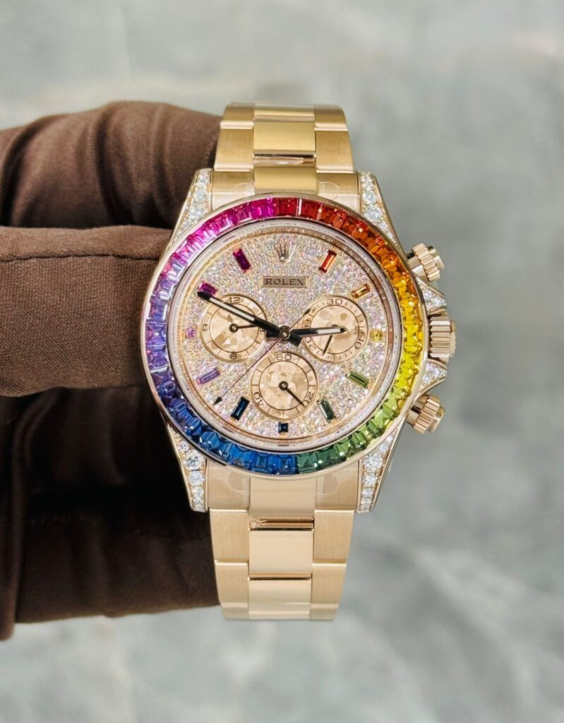 Rolex Daytona 116595RBOW ‘Rainbow’ Rose Gold Pave Diamond Dial Sapphire Bezel