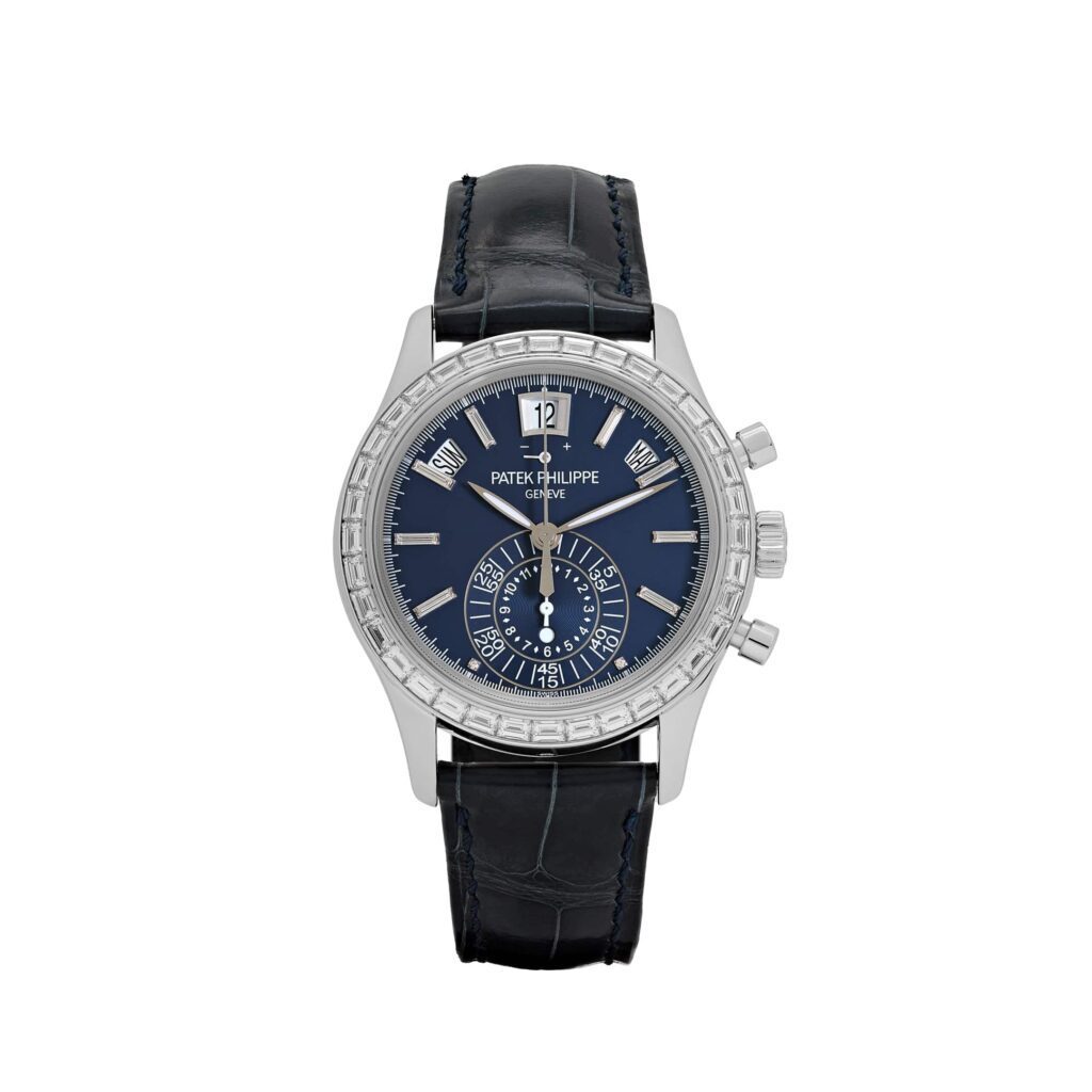 Patek Philippe Complications 5961P-001 Annual Calendar Platinum Blue Diamond Baguette Dial Diamond Baguette Bezel