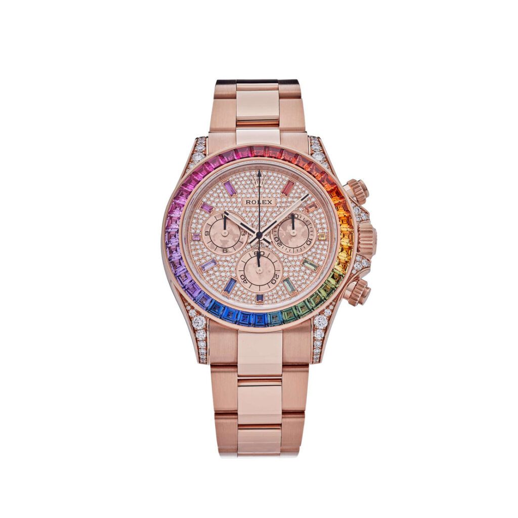Rolex Daytona 116595RBOW ‘Rainbow’ Rose Gold Pave Diamond Dial Sapphire Bezel
