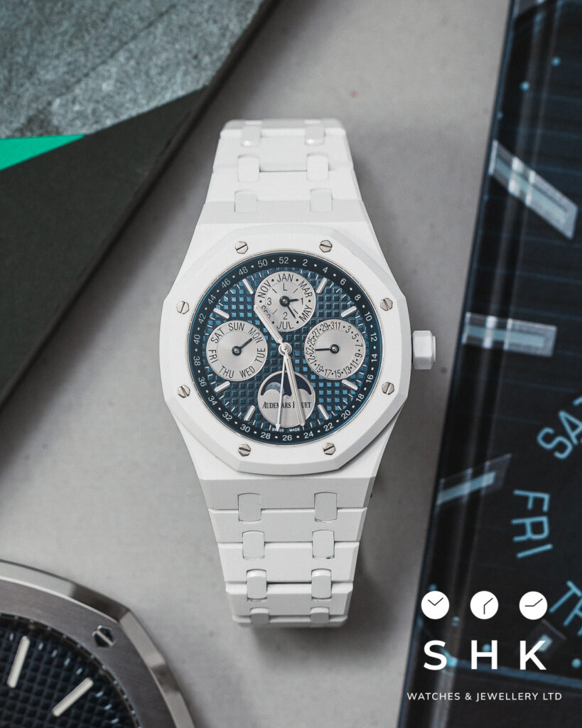 Audemars Piguet Royal Oak Perpetual Calendar 26579CB White Ceramic Blue Dial