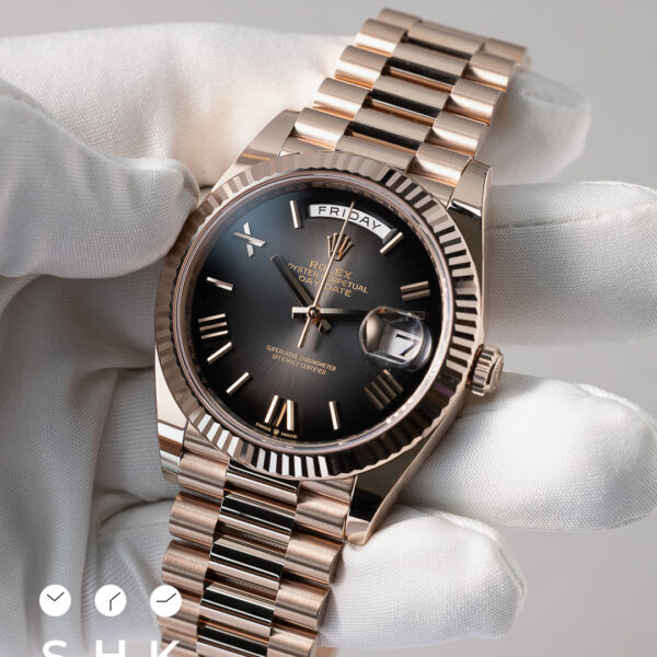 ROLEX 228235-0055 ROSE GOLD GREY BLACK DIAL NEW FULL SET