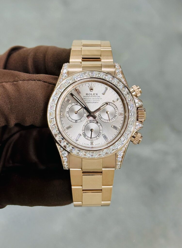 Rolex Daytona 126595TBR Rose Gold Sundust Diamond Dial Diamond Bezel