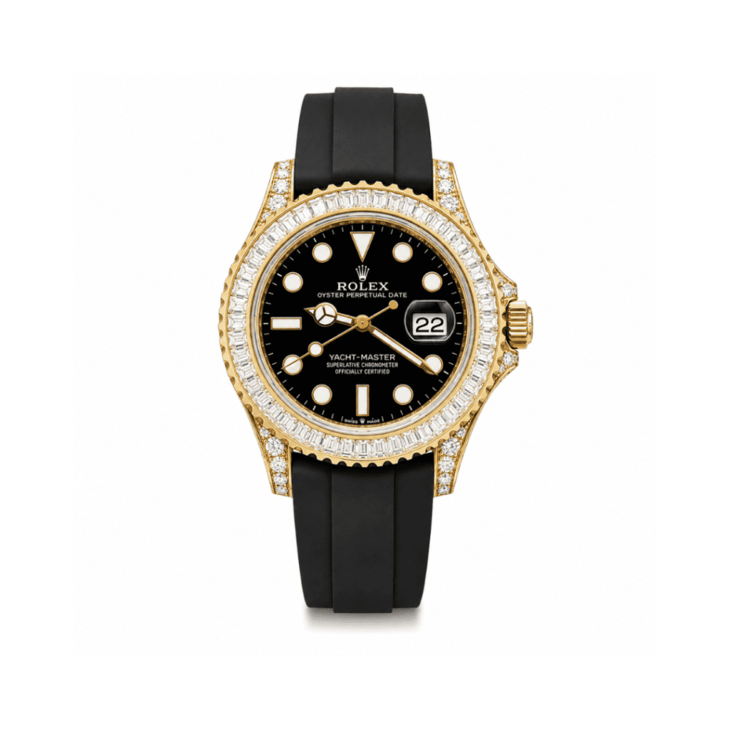 Rolex Yacht-Master 42 Yellow Gold Baguette Bezel Diamond Set Case/Buckle 226668TBR