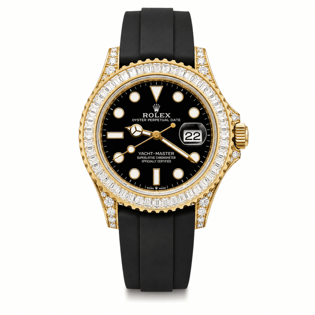 Rolex Yacht-Master 42 Yellow Gold Baguette Bezel Diamond Set Case/Buckle 226668TBR