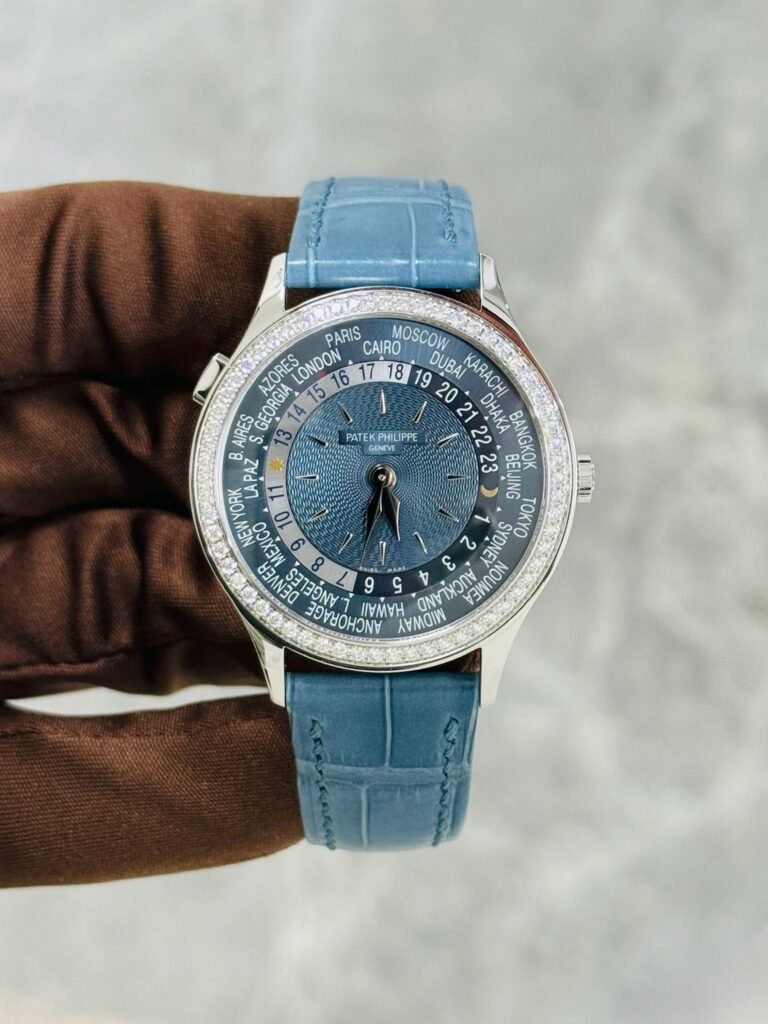 Patek Philippe Complications 7130G-016 World Time l White Gold Gray-Blue Dial Diamond Bezel