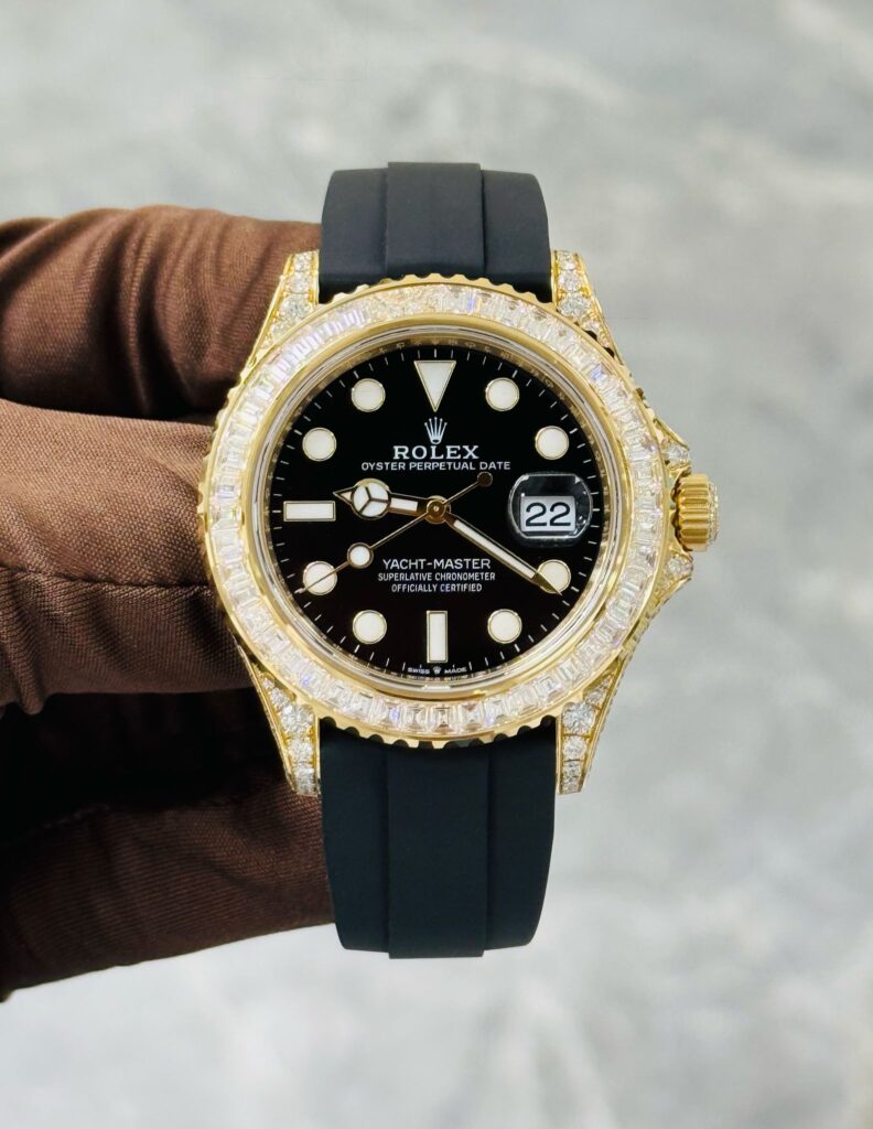 Rolex Yacht-Master 42 Yellow Gold Baguette Bezel Diamond Set Case/Buckle 226668TBR