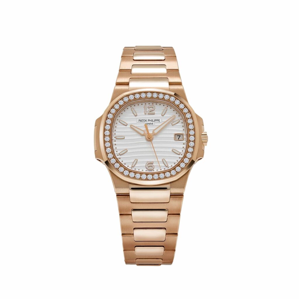 Patek Philippe Nautilus 7010/1R-011 ‘Ladies’ Rose Gold Silver Dial Diamond Bezel Quartz