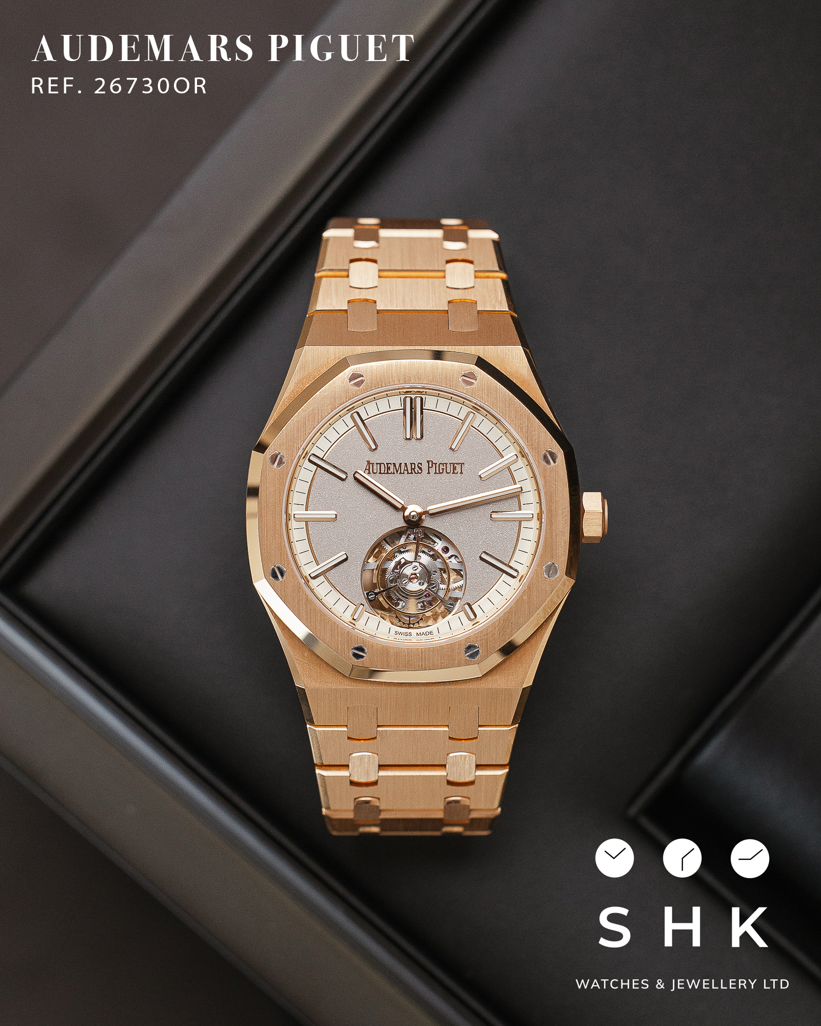 Audemars Piguet Royal Oak 26730OR Selfwinding Flying Tourbillon Rose Gold Grey Dial