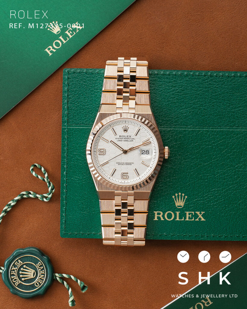 Rolex Land-Dweller 127335 Rose Gold Intense White Dial