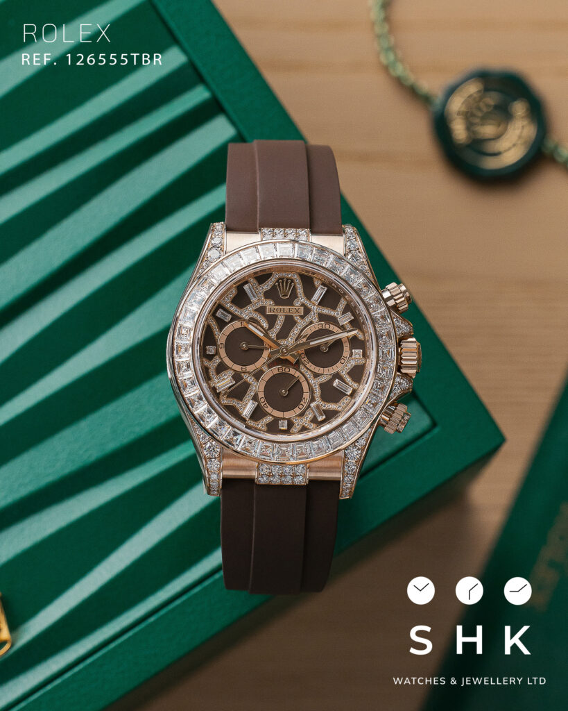 Rolex Daytona ‘Giraffe’ 126555TBR Rose Gold Chestnut Brown Diamond Dial Diamond Bezel