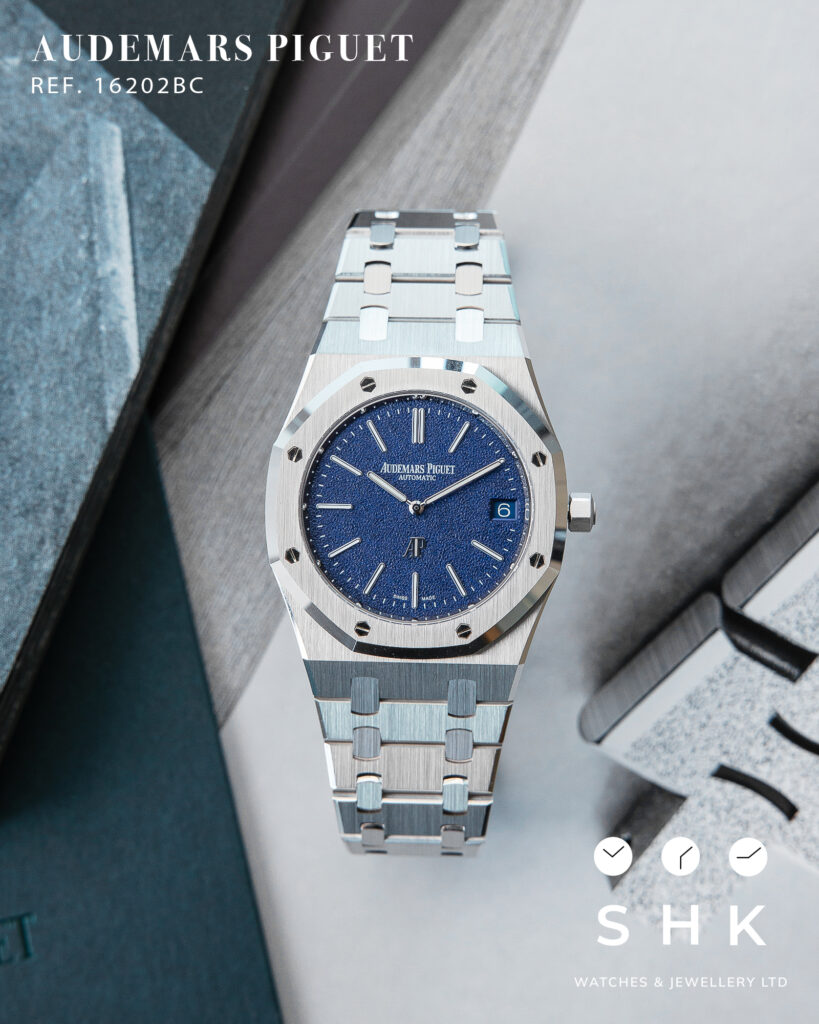 Audemars Piguet Royal Oak 16202BC Jumbo Extra-Thin White Gold Grainy Blue Dial