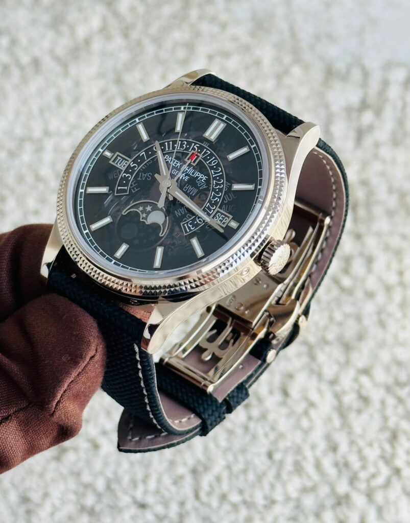 Patek Philippe Grand Complications 6159G-001 Perpetual Calendar Moon Phases White Gold Smoked Sapphire Dial