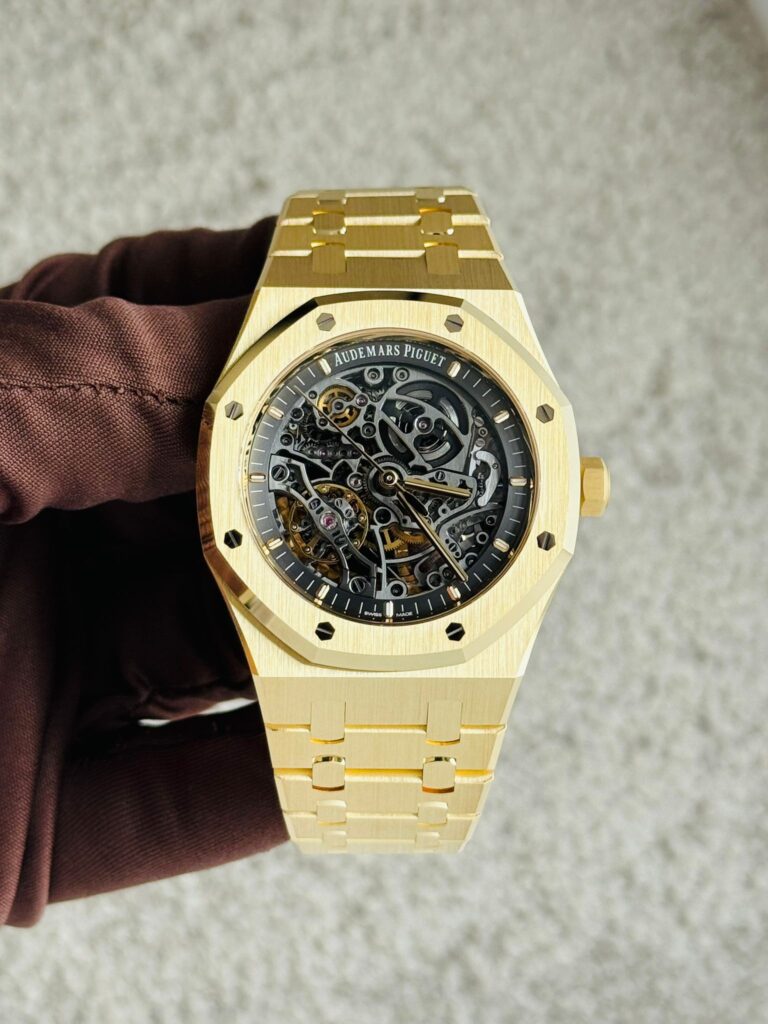 Audemars Piguet Royal Oak 15407BA Double Balance Wheel Yellow Gold Openworked Dial