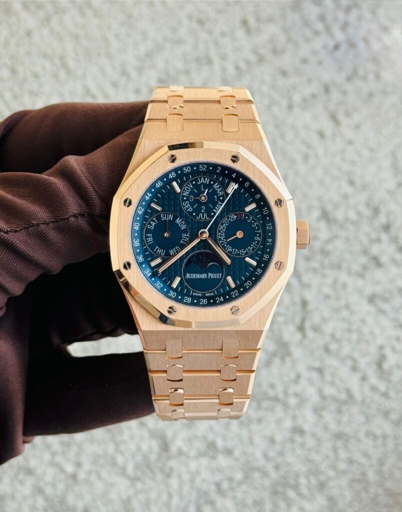 Audemars Piguet Royal Oak Perpetual Calendar 26574OR Rose Gold Blue Dial
