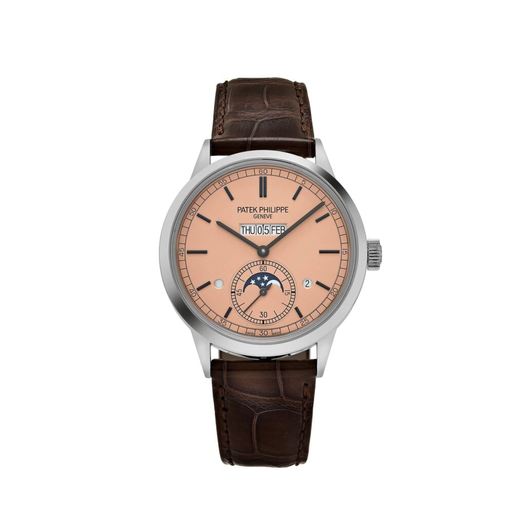 Patek Philippe Grand Complications 5236P-010 In-Line Perpetual Calendar Platinum Salmon Dial