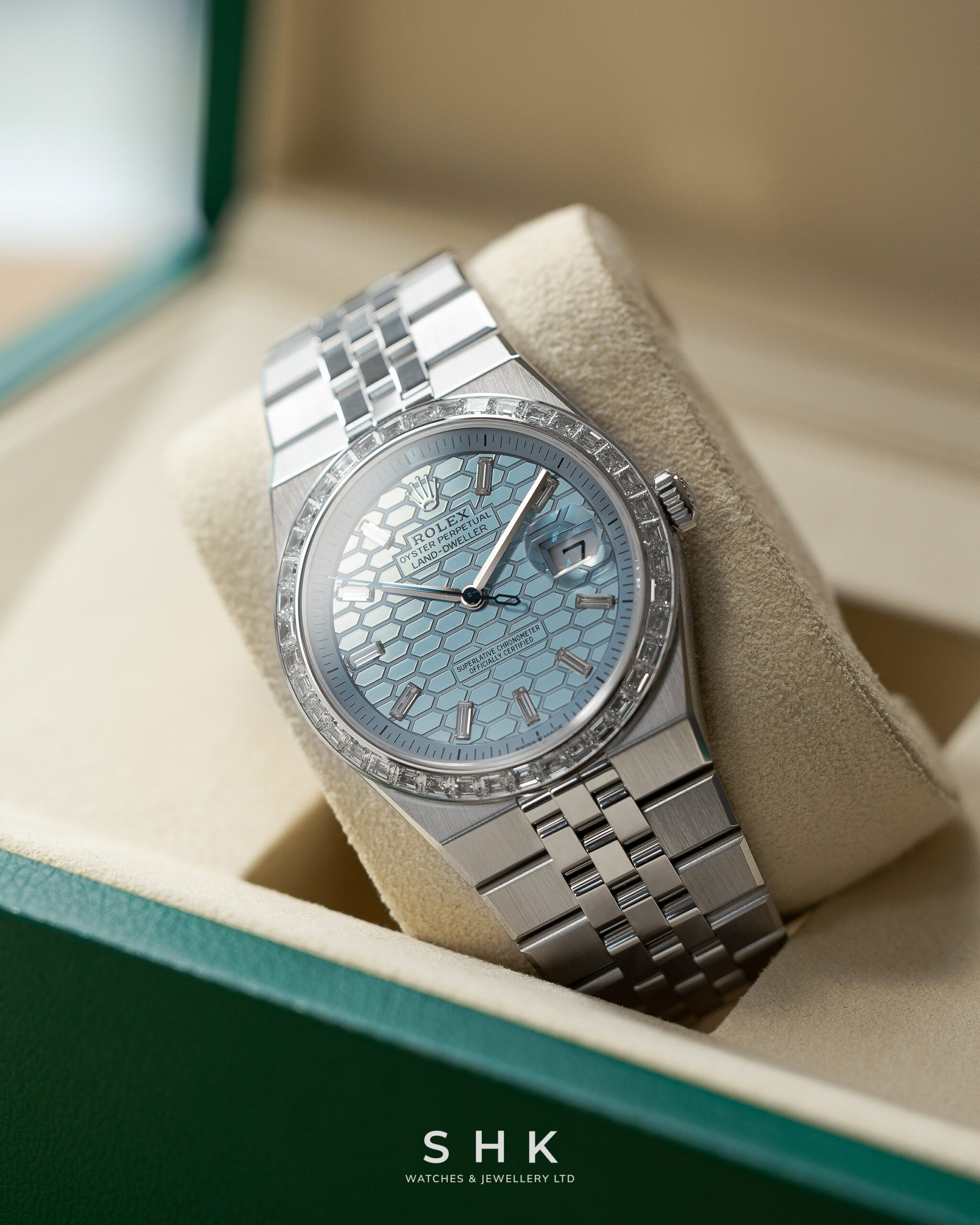 Rolex Land-Dweller 127286TBR Platinum Ice Blue Dial Diamond Bezel - Image 3
