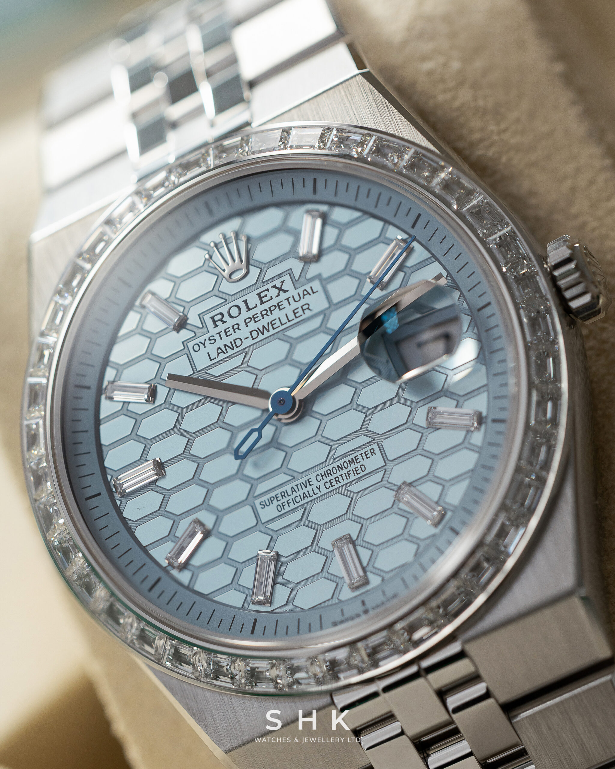 Rolex Land-Dweller 127286TBR Platinum Ice Blue Dial Diamond Bezel - Image 4