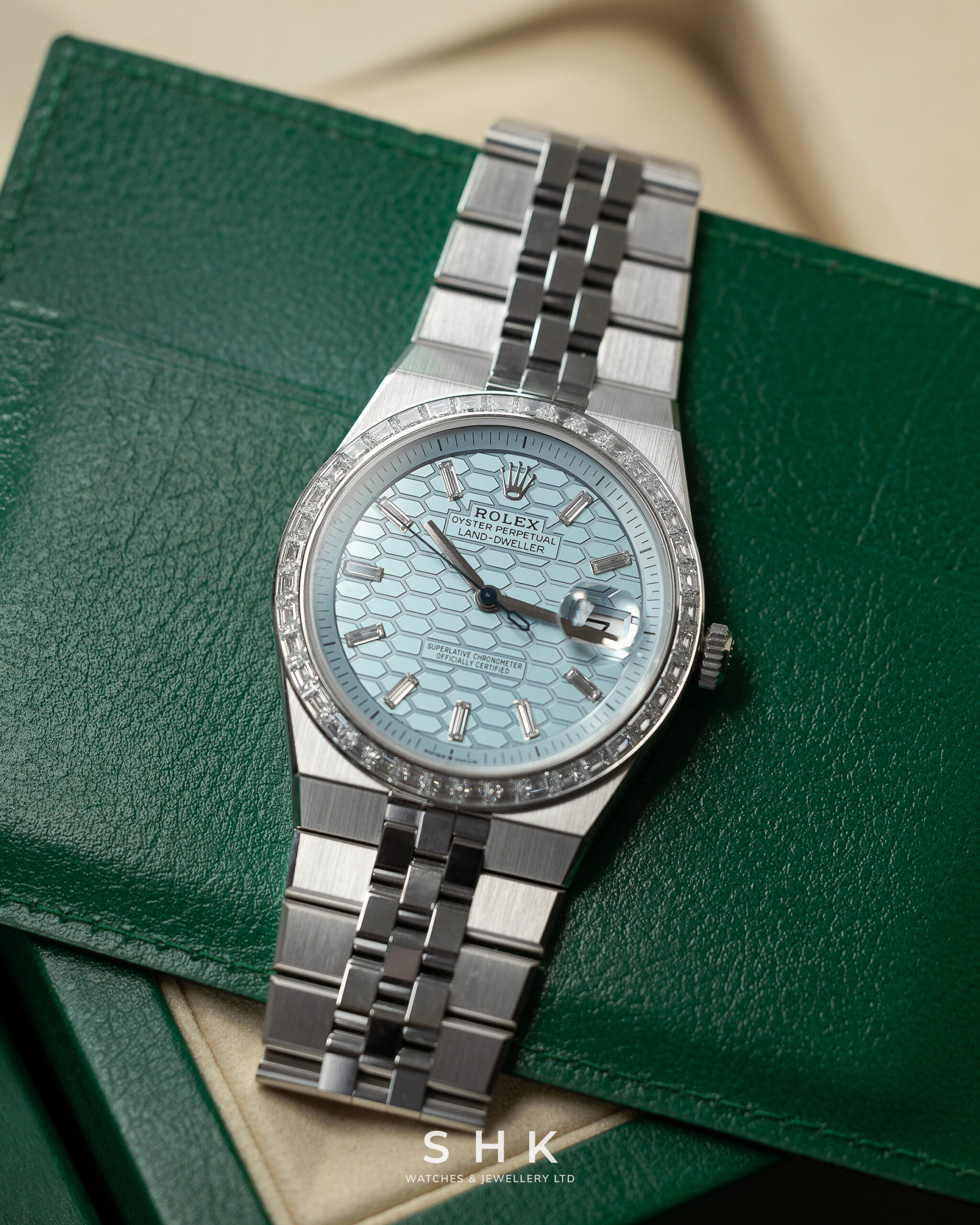 Rolex Land-Dweller 127286TBR Platinum Ice Blue Dial Diamond Bezel - Image 5