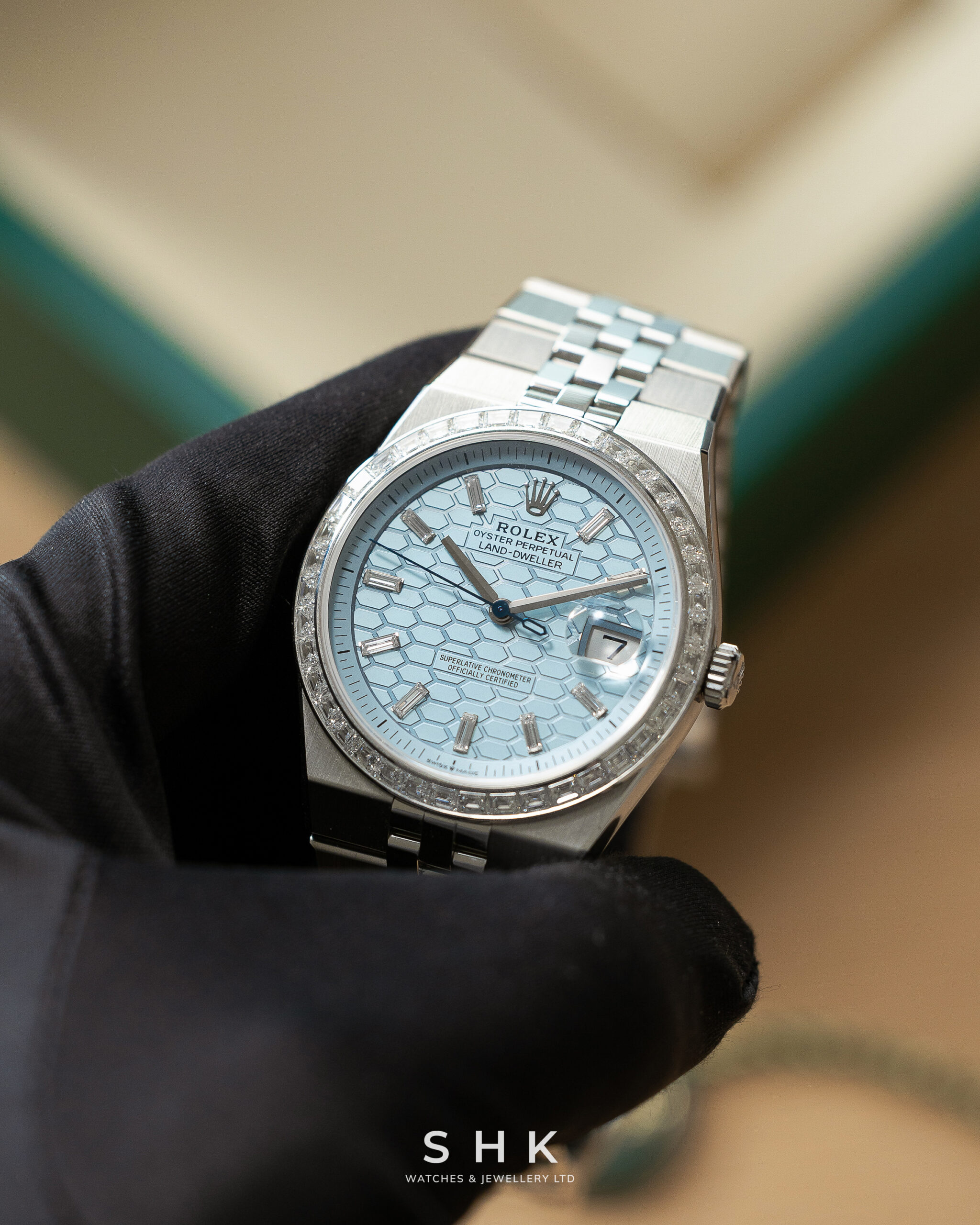 Rolex Land-Dweller 127286TBR Platinum Ice Blue Dial Diamond Bezel - Image 2