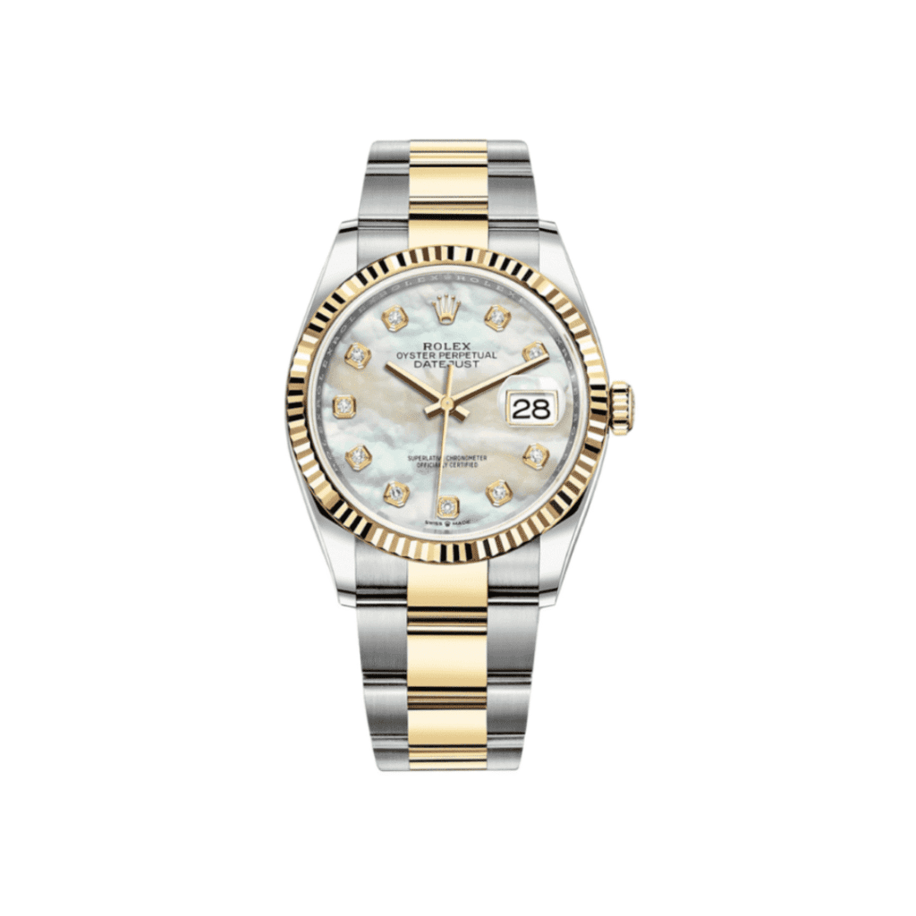 Rolex Datejust 36 126233 Stainless Steel Yellow Gold Mother Of Pearl Diamond Dial Oyster
