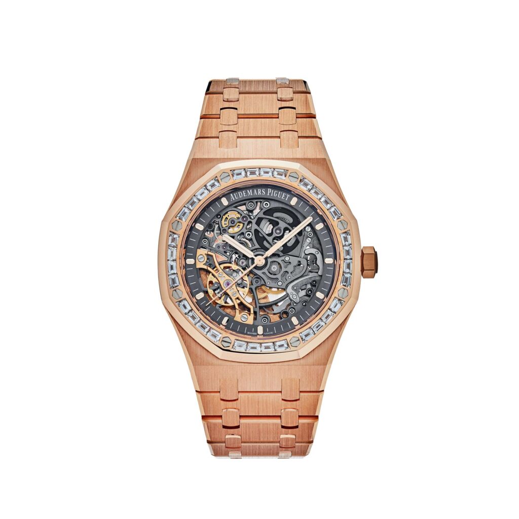 Audemars Piguet Royal Oak 15412OR Double Balance Wheel Openworked Rose Gold Baguette Bezel
