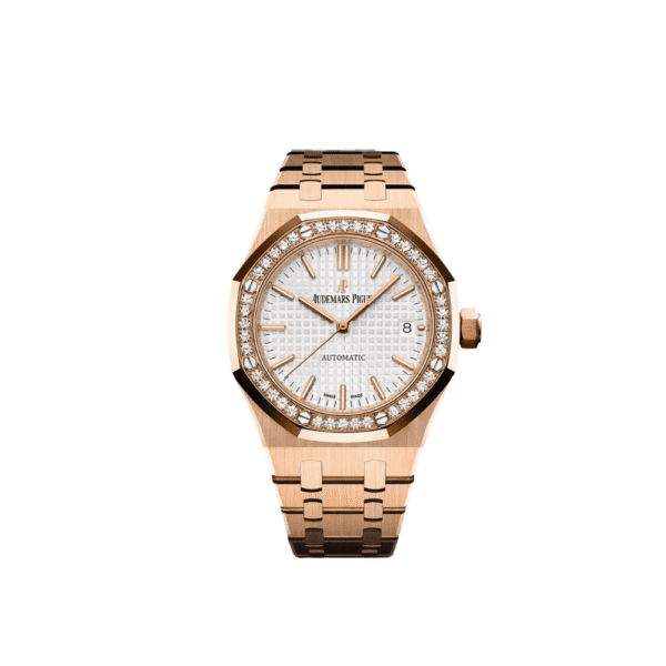 Audemars Piguet Royal Oak 15451OR 'Ladies' Rose Gold White Dial Diamond Bezel