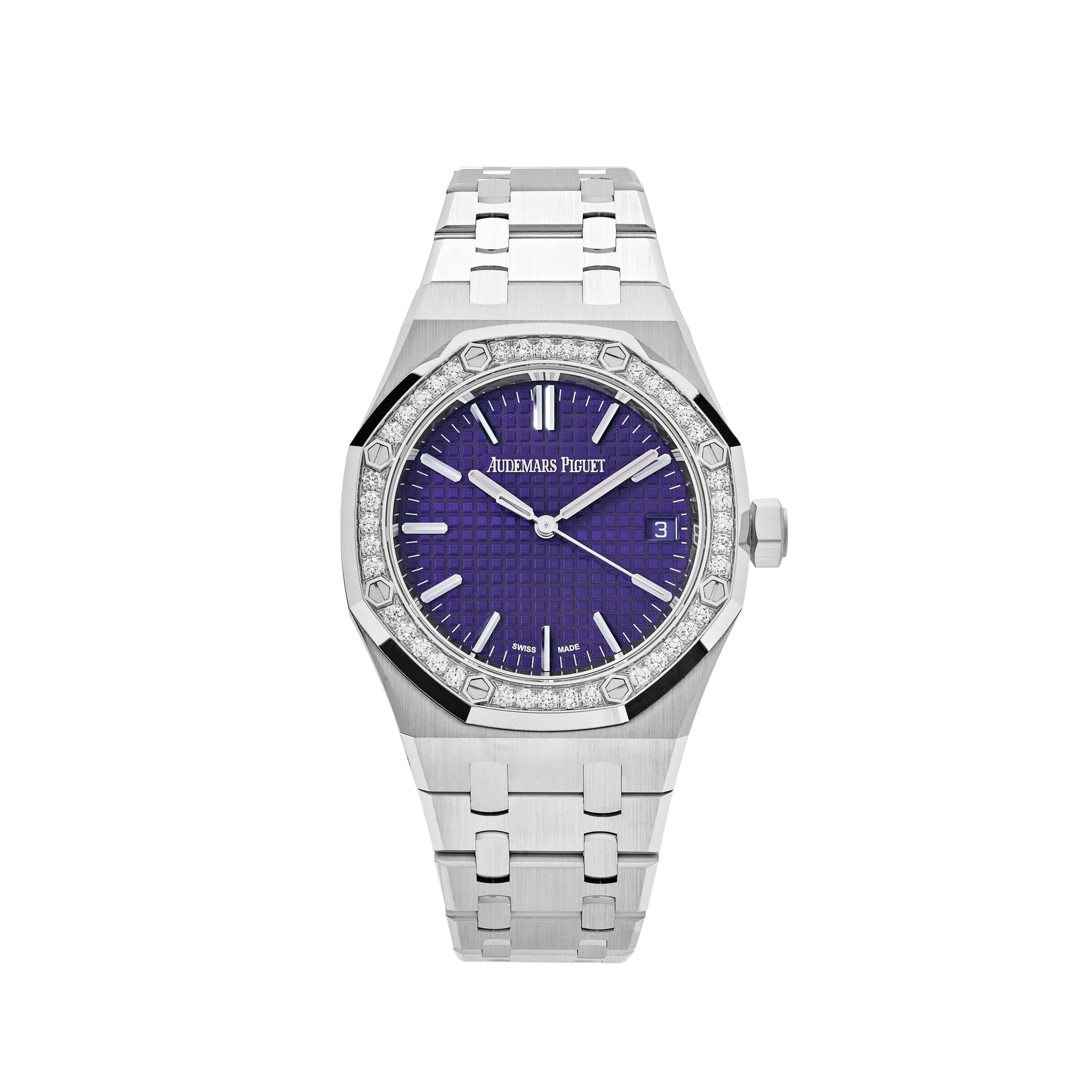 Audemars Piguet Royal Oak 15551BC White Gold Purple Dial Diamond Bezel Special Edition